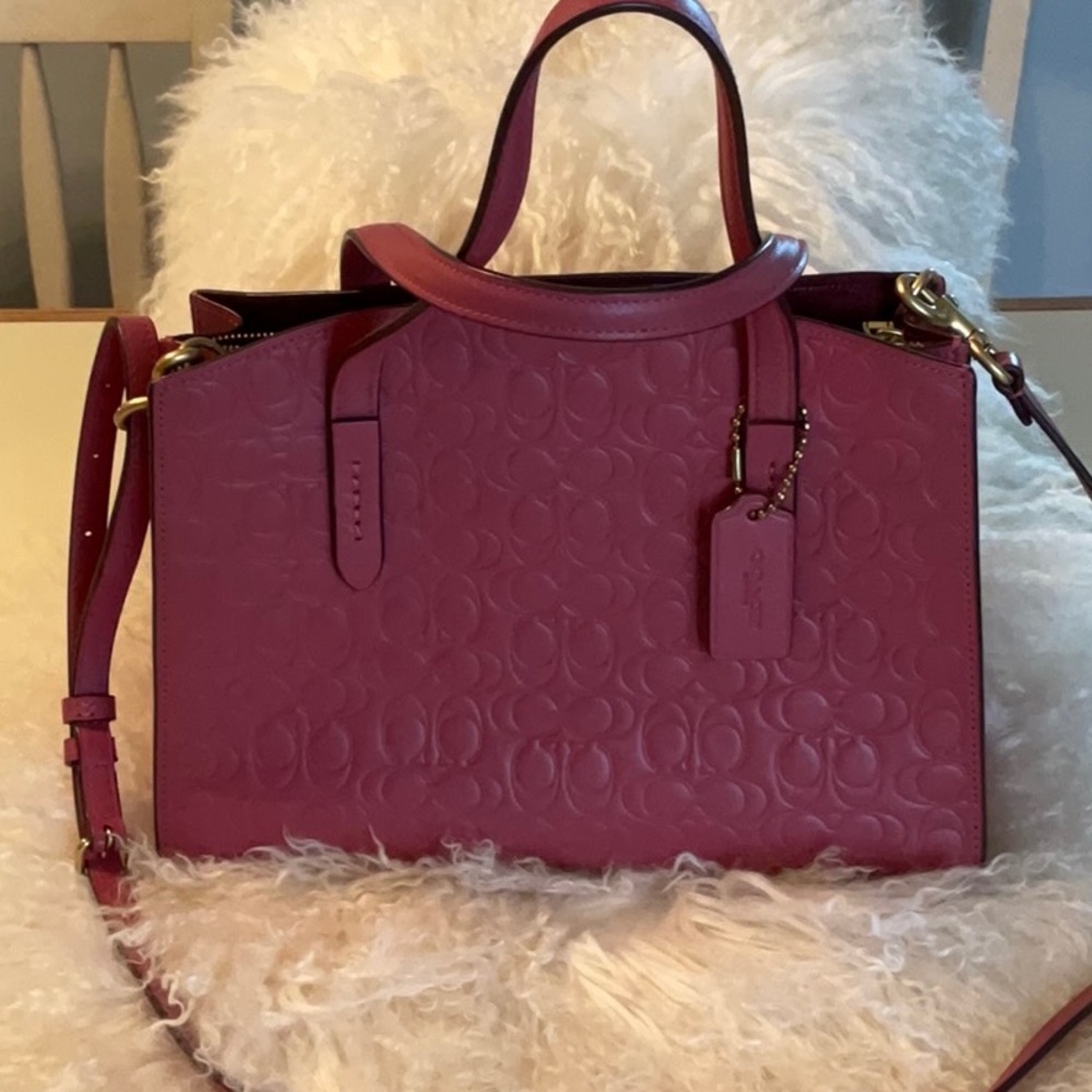 Coach Charlie 28 Rouge Leather Signature C Satchel Bag